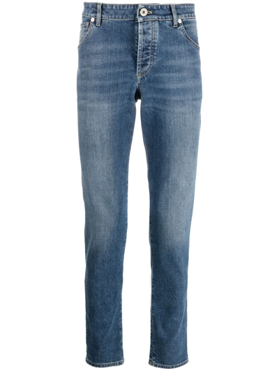 Brunello Cucinelli Faded Wash Skinny Jeans In Blue