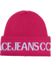VERSACE JEANS COUTURE LOGO-PRINT KNIT BEANIE