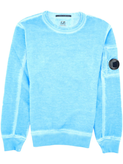 C.p. Company Kids' Lens-detail Cotton Sweatshirt In Bonnie Blue
