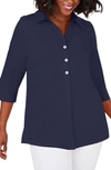 Foxcroft Pamela Non-iron Stretch Tunic Blouse In Navy