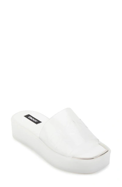 Dkny Laren Platform Slide Sandal In White