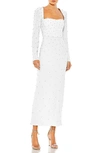 Mac Duggal Square Neck Long Sleeve Cutout Dress In White
