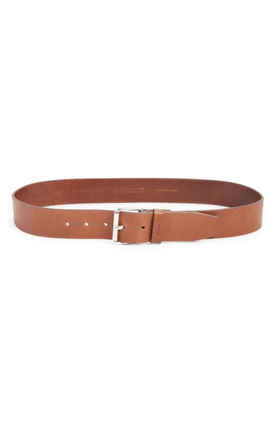 Hugo Boss Leather Belt In Medium Brown