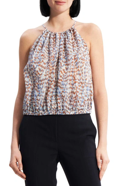 Theory Desert Gathered Halter Neck Camisole In Blue Multi