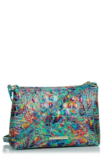 Brahmin Lorelei Croc Embossed Leather Shoulder Bag In Blue Ammolite Melbourne