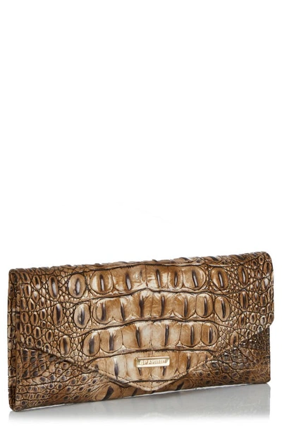 Brahmin Veronica Melbourne Croc Embossed Leather Envelope Wallet In Cashew