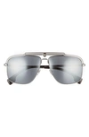 Versace 61mm Rectangular Sunglasses In Gunmetal/light Grey Mirror Bla