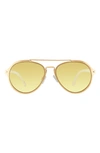 Velvet Eyewear Jesse 55mm Aviator Sunglasses In Gold/yellow