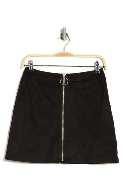 Alexia Admor Faux Suede Front Zip Mini Skirt In Black