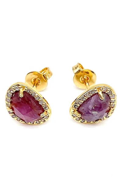 Adornia Fine 14k Gold Vermeil Ruby Stud Earrings In Pink