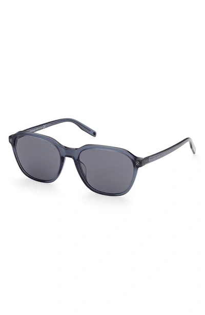Zegna 55mm Geometric Sunglasses In Grey