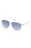 Zegna 60mm Aviator Sunglasses In Shiny Palladium/ Gradient Blue