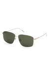 Zegna 60mm Aviator Sunglasses In Shiny Rose Gold / Green