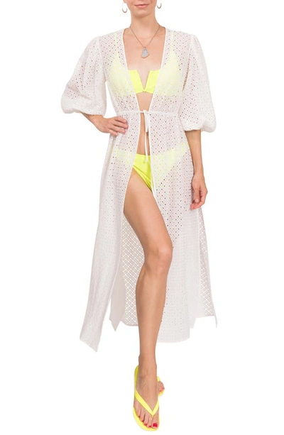 Everyday Ritual Kittie Eyelet Coverup Cardigan In White