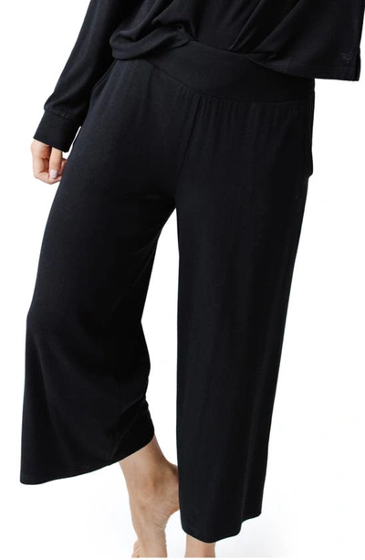 Cozy Earth Wide Leg Rib Pajama Pants In Black