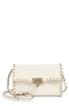 Valentino Garavani Medium Rockstud Leather Shoulder Bag In Light Ivory