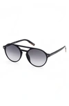 Zegna 57mm Round Sunglasses In Black