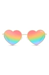 Quay X Pride Heartbreaker 45mm Heart Sunglasses In Gold / Rainbow