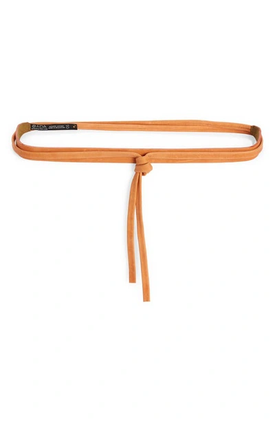 Ada Skinny Leather Wrap Belt In Orange