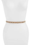 Ada 'cala' Studded Skinny Leather Belt In Taupe
