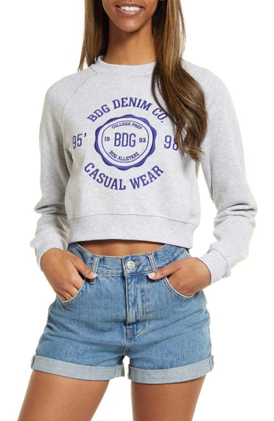 Bdg Urban Outfitters Shrunken Crest Sweatshirt In Grey