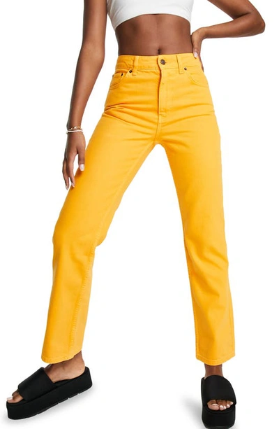 Topshop High Waist Dad Jeans In Orange