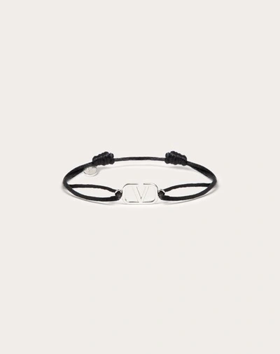 Valentino Garavani Vlogo Signature Cotton Bracelet In Black