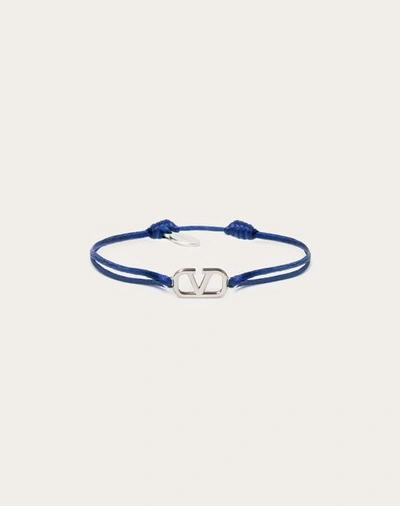 Valentino Garavani Vlogo Signature Cotton Bracelet In Blue