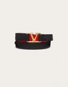 VALENTINO GARAVANI VALENTINO GARAVANI VLOGO SIGNATURE DOUBLE-STRAP BRACELET IN CALFSKIN WOMAN BLACK/PURE RED UNI