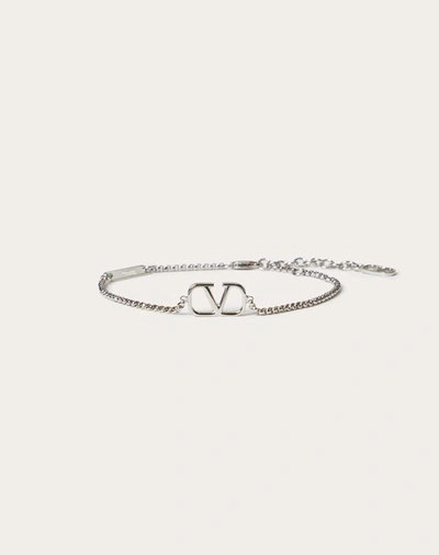 Valentino Garavani Vlogo Signature Metal Bracelet In Palladium