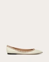 Valentino Womens Rockstud Pointed-toe Leather Flats White/comb In Ivory/poudre