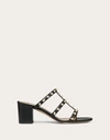 VALENTINO GARAVANI VALENTINO GARAVANI ROCKSTUD CALFSKIN LEATHER SLIDE SANDAL 60 MM WOMAN BLACK 40.5