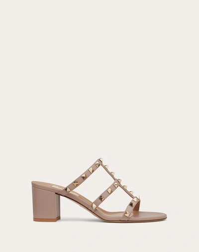 Valentino Garavani Rockstud Calfskin Leather Slide Sandal 60 Mm Woman Poudre 40.5 In パウダー