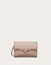 VALENTINO GARAVANI VALENTINO GARAVANI SMALL ROCKSTUD GRAINY CALFSKIN CROSSBODY BAG WOMAN POUDRE UNI