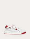Valentino Garavani One Stud Leather Sneakers With Contrasting Inserts In White/red