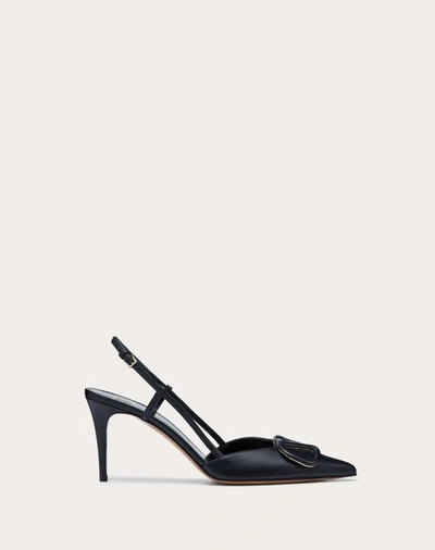 Valentino Garavani Leather Logo Slingback Court Shoes 80 In Black