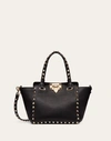 Valentino Garavani Mini Rockstud Grainy Calfskin Bag Woman Black Uni In Black