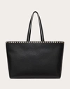 Valentino Garavani Rockstud Grainy Calfskin Tote Bag Woman Black Uni