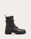 VALENTINO GARAVANI VALENTINO GARAVANI ROMAN STUD CALFSKIN COMBAT BOOT WITH TONAL STUDS 40MM WOMAN BLACK 35.5