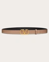 Valentino Garavani Reversible Vlogo Signature Belt In Glossy Calfskin 20 Mm Woman Brown 065 In Smokey Brown/black