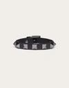 Valentino Garavani Rockstud Leather Bracelet With Ruthenium Studs In Black