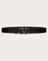 Valentino Garavani Vlogo Signature Belt In Shiny Calfskin 30 Mm In Black