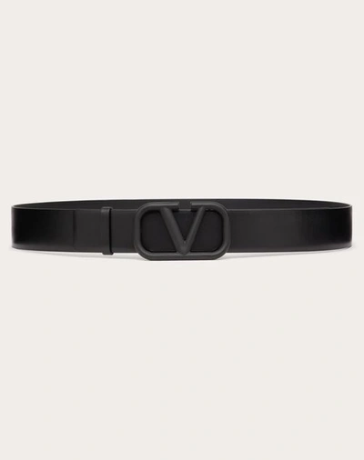 Valentino Garavani Vlogo Signature Calfskin Belt In Black