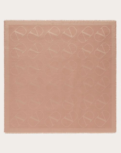 Valentino Garavani Vlogo Signature Jacquard Shawl In Silk And Wool 140x140 Cm Woman Pink Uni