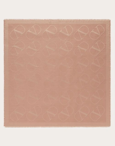 Valentino Garavani Vlogo Signature Jacquard Shawl In Silk And Wool 140x140 Cm Woman Pink Uni In Pink