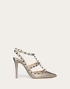 VALENTINO GARAVANI VALENTINO GARAVANI ROCKSTUD METALLIC ANKLE STRAP PUMP 100 MM WOMAN SKIN 38.5