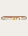 Valentino Garavani Reversible Vlogo Signature Belt In Glossy Calfskin 20 Mm Woman Rose Cannelle 075
