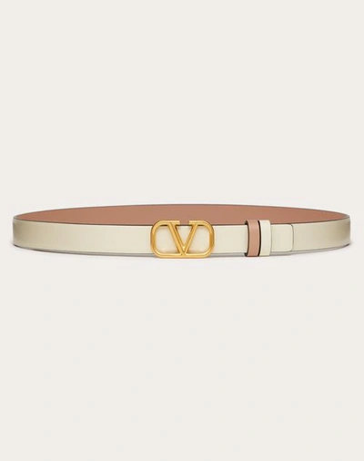 Valentino Garavani Reversible Vlogo Signature Belt In Glossy Calfskin 20 Mm Woman Rose Cannelle 075