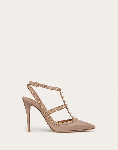 Valentino Garavani Patent Rockstud Caged Pump 100mm Woman Poudre 38.5 In Multicolor