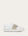 Valentino Open Sneakers With Metallic Accent And Studded Heel In White/platinum